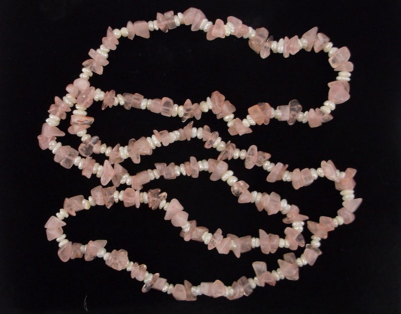 Mint Vintage Pearl Rose Quartz Necklace 34": Mint Condition, In Like New Condition, Perfect