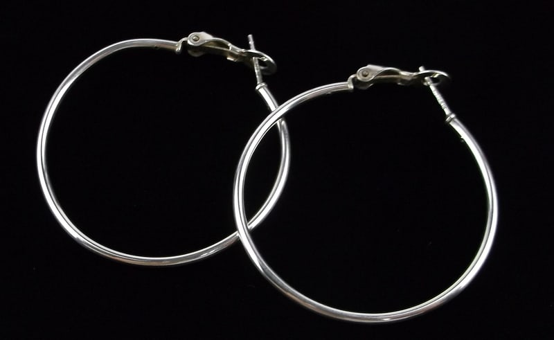 Mint Big Vintage Italian Sterling Silver Hoop Earrings (1 of 2)