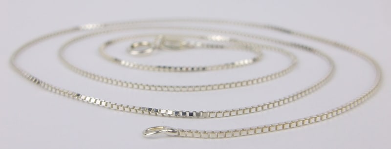 New Vintage Italian Sterling Silver Box Chain Necklace 18" (1 of 2)