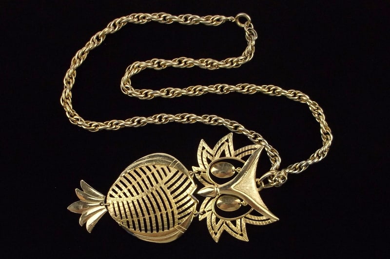 Stunning Vint 1960s ALAN MOD Owl Necklace 22" (1 of 3)