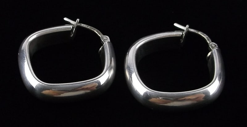 Stunning Vint Italian Sterling Silver Square Hoop Earrings: Guaranteed Solid 925 Sterling Silver, in Excellent Condition
