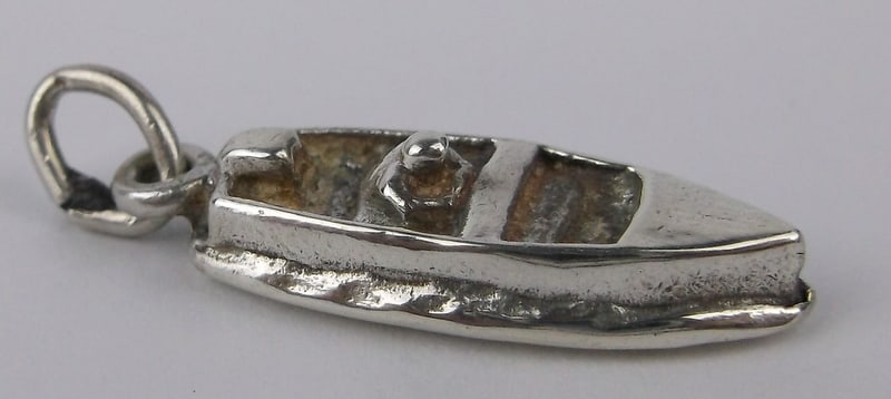 Stunning Vint Sterling Silver Speed Boat Nautical Pendant Charm (1 of 2)