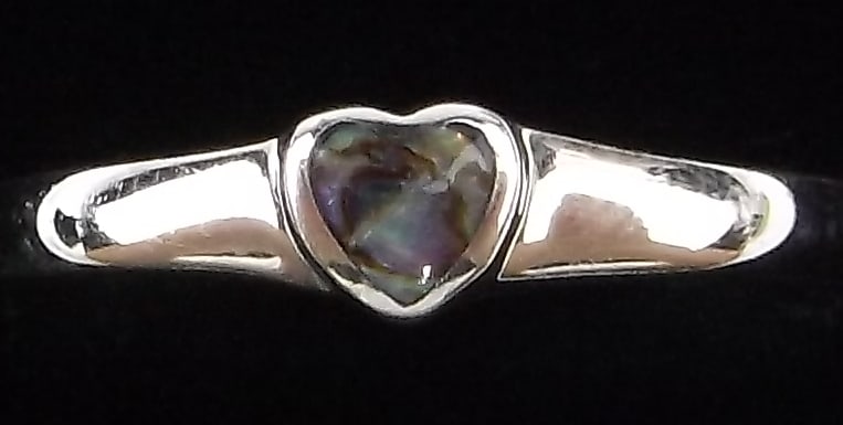 New Designer Sterling Silver Abalone Heart Ring 7: Solid Sterling Silver Guaranteed, in Brand New Never Worn Condition.