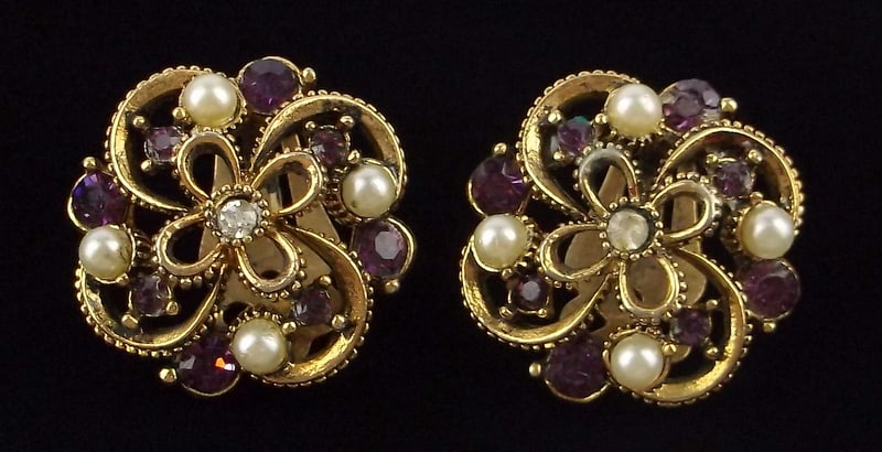 Stunning vintage 1960s Lisner Rhinestone Earrings: excellent condition