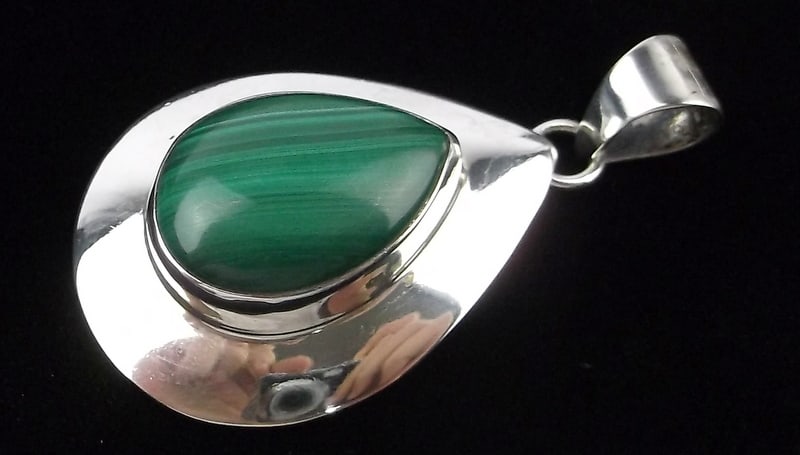 Mint Navajo Loren Begay Sterling Silver Malachite Pendant: handmade Navajo Sterling Silver in Excellent Condition or better