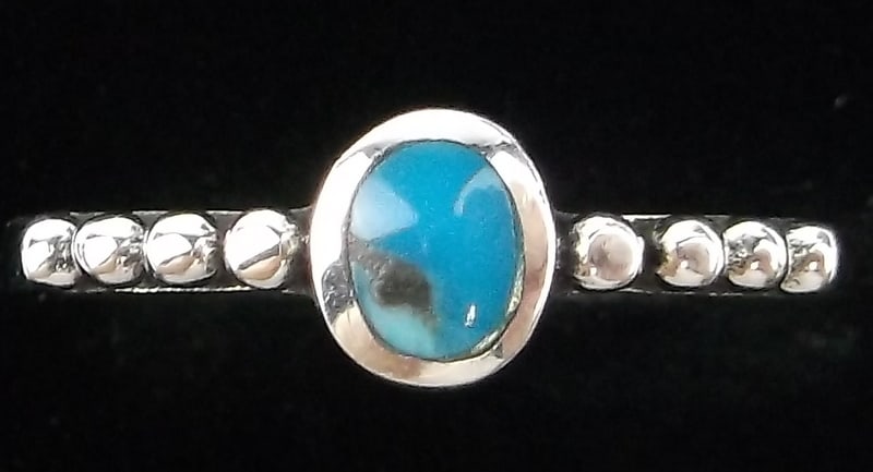 New Designer Thick Sterling Silver 8 Dot Turquoise Ring 7: Solid Sterling Silver Guaranteed, in Brand New Never Worn Condition.