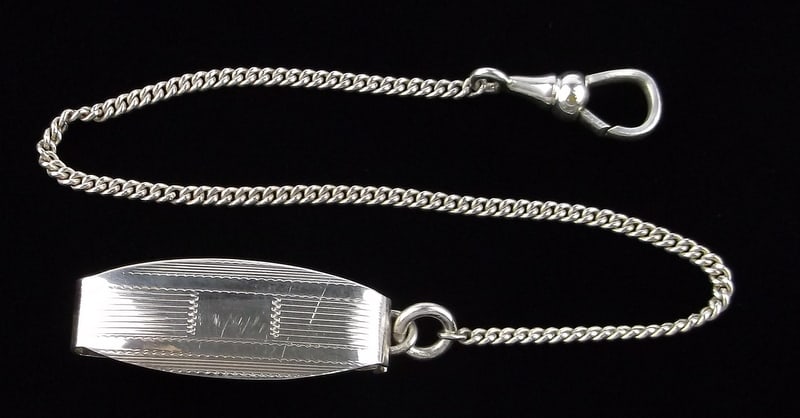 Mint Vint 1940s Sterling Silver Pocket Watch Chain 7.5": Guaranteed Solid 925 Sterling Silver, in Excellent Condition
