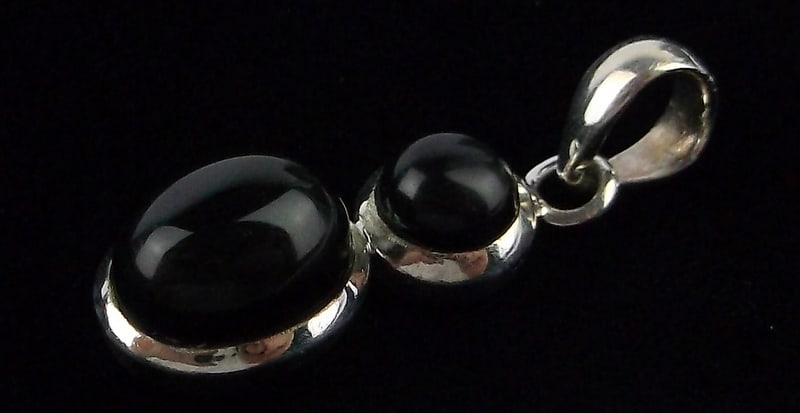 New Taxco Sterling Silver Double Onyx Pendant: Solid Sterling Silver Guaranteed, in Brand New Never Worn Condition.