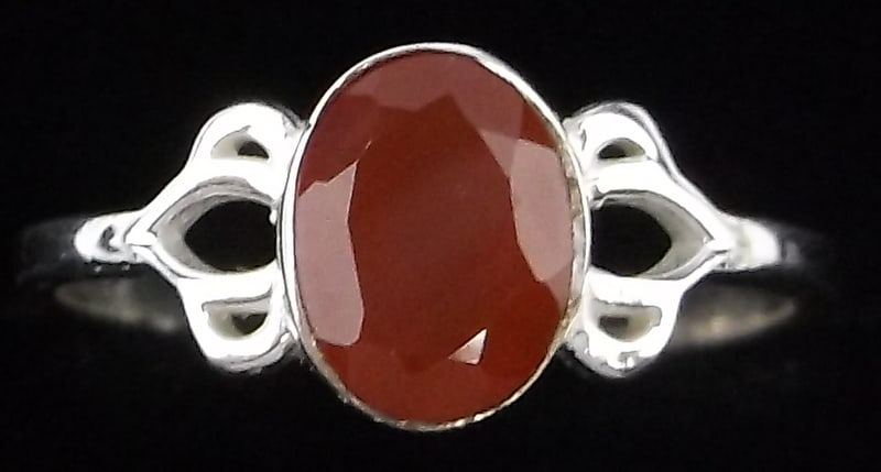 New Designer Sterling Silver Red Chalcedony Ring 7.5 (1 of 2)