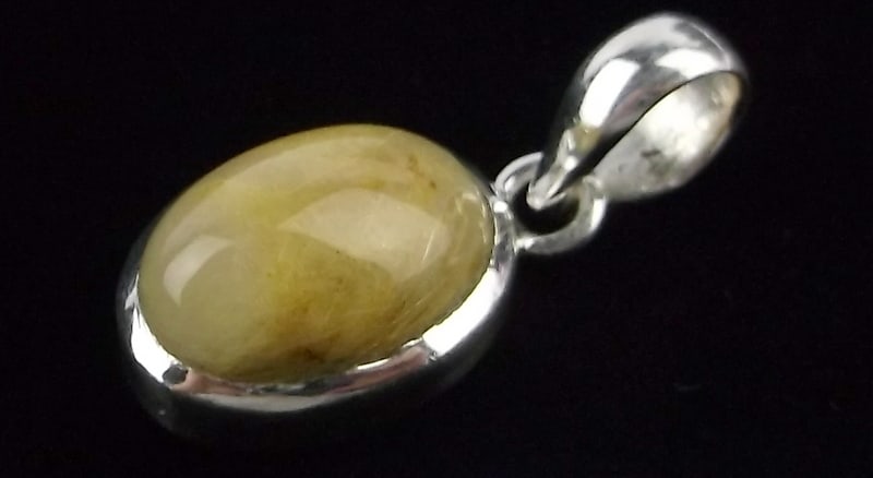 New Thick Designer Sterling Silver Yellow Lace Agate Pendant (1 of 2)