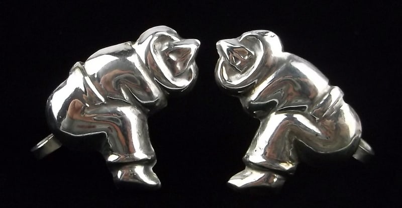 Mint Vint 1950s Taxco Sterling Silver Hombre Earrings: Guaranteed Solid 925 Sterling Silver, in Excellent Condition