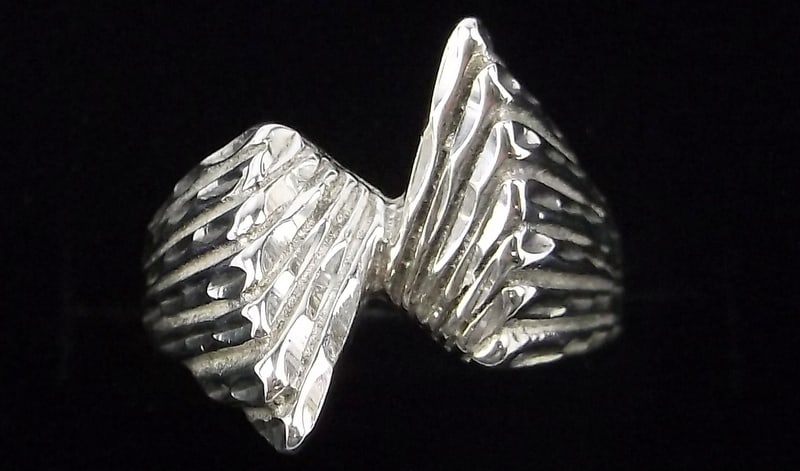 Mint Vintage Thick 1960s Sterling Silver Design Ring 6 (1 of 2)