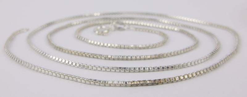 Mint Vintage Italian Sterling Silver Box Chain Necklace 24" (1 of 2)