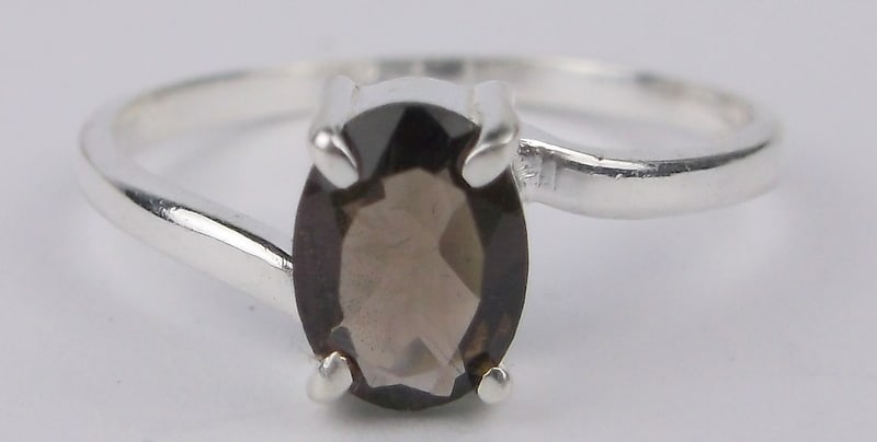 New Designer Sterling Silver Smokey Quartz Ring 6: Solid Sterling Silver Guaranteed, in Brand New Never Worn Condition.