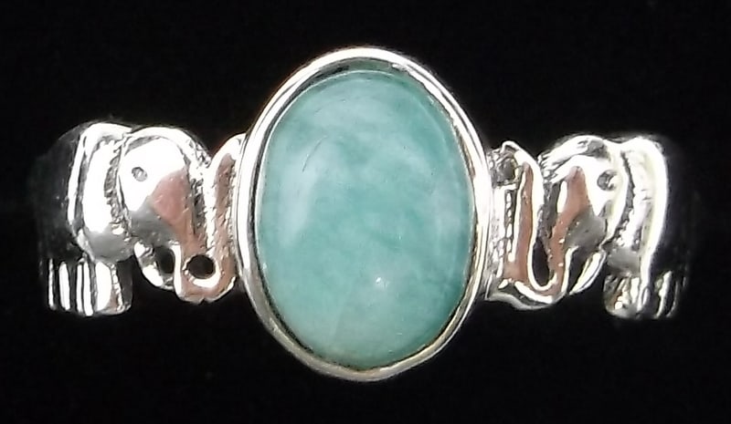 New Designer Bali Elephant Sterling Silver Larimar Ring 7.5: Solid Sterling Silver Guaranteed, in Brand New Never Worn Condition.