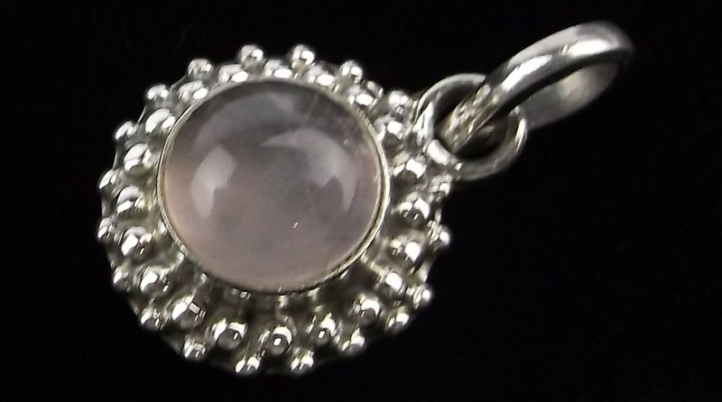 New Bali Designer Sterling Silver Rose Quartz Sun Pendant (1 of 3)
