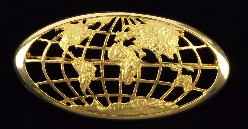 Mint Vint JJ Jonette Jewelry World Globe Brooch (1 of 2)