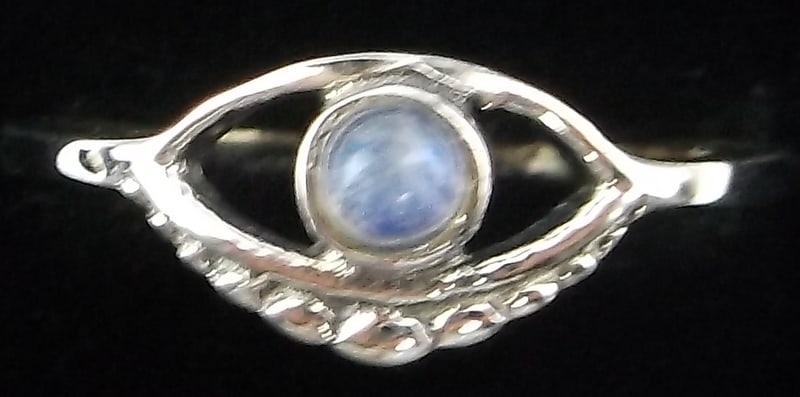 New Bali Designer Sterling Silver Moonstone Eye Ring 7.5 (1 of 2)