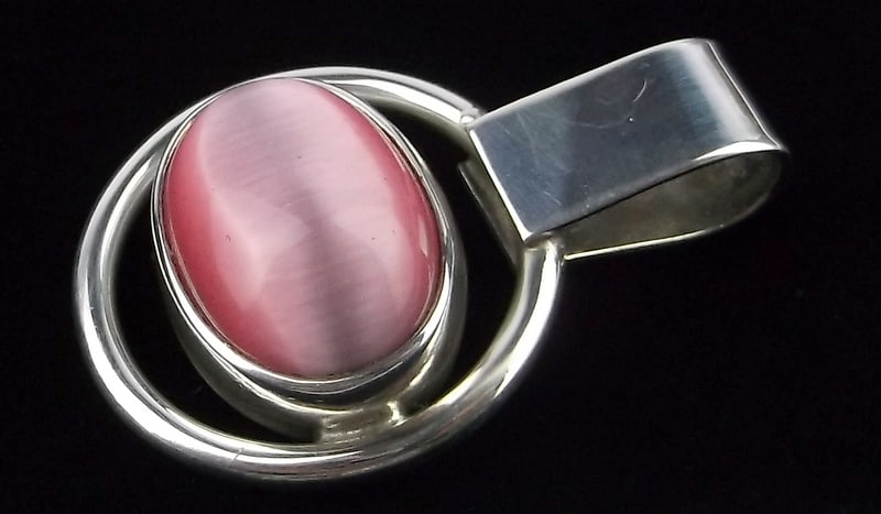 Mint Big Vint Thick Taxco Sterling Silver Gemstone Pendant TH97 (1 of 2)
