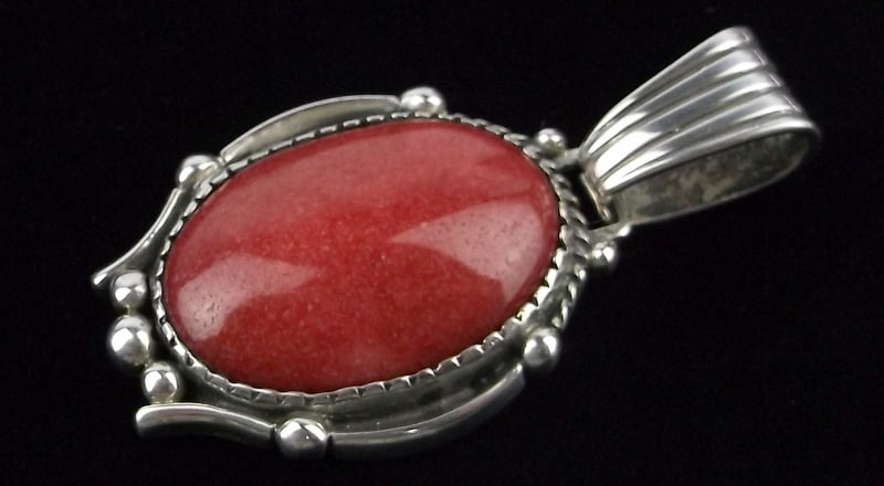 Mint Big Thick Shubes Sterling Silver Red Coral Pendant: Guaranteed Solid 925 Sterling Silver, in Excellent Condition