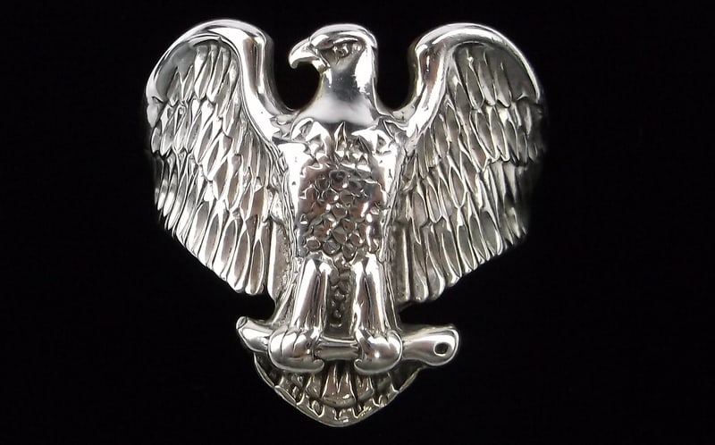 Big 1950s Navajo Dennis Smith Sterling Silver Eagle Ring (1 of 5)