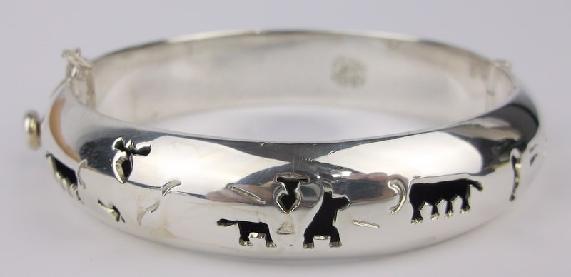 Mint Thick Heavy Vint Taxco Sterling Storyteller Bracelet 7.5" TM143 (1 of 5)