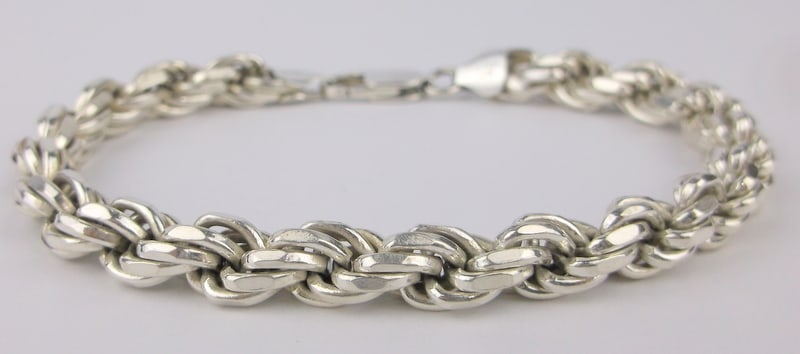 Huge Mint Vint Very Heavy Italian Sterling Rope Chain Bracelet 8.25" (1 of 4)