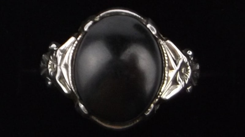 Mint Vintage 1950s Sterling Silver Onyx Ring 6: Guaranteed Solid 925 Sterling Silver, in Excellent Condition