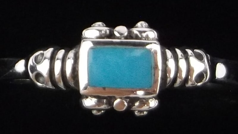New Thick Bali Designer Sterling Silver Turquoise Ring 8: Solid Sterling Silver Guaranteed, in Brand New Never Worn Condition.