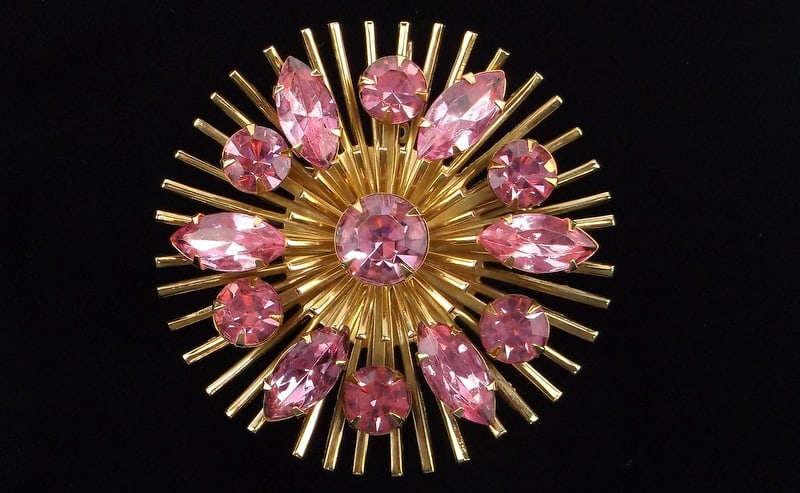New Big Vintage 1960s Rhinestone Starburst Brooch: new condition