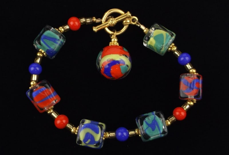 New Vintage Murano Art Glass Bracelet 8": new condition