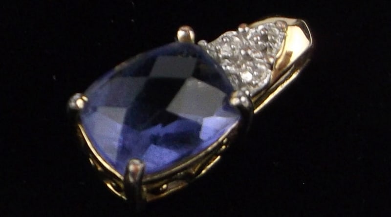Stunning Gold Over Sterling Tanzanite Diamond Pendant: Guaranteed Solid 925 Sterling Silver, in Excellent Condition