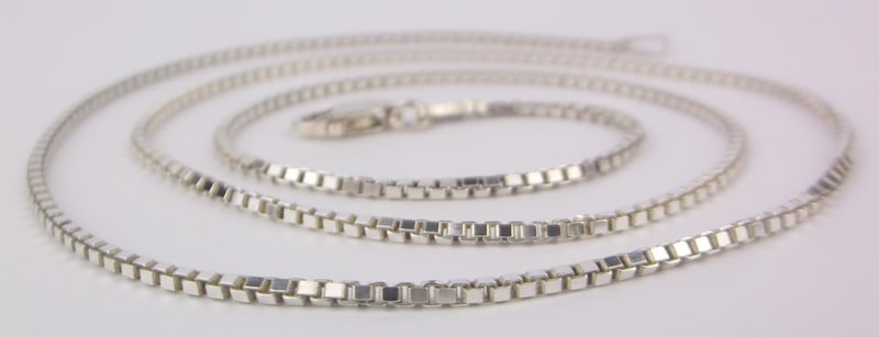 Mint Vintage Italian Sterling Silver Box Chain Necklace 20" (1 of 2)