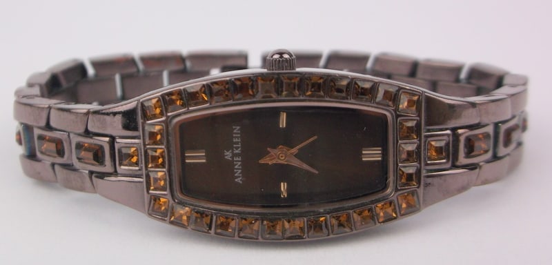 Stunning Anne Klein Chocolate Rhinestone Watch Works Great: excellent condition