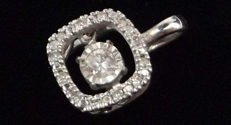 Stunning Vintage Designer Sterling Silver Diamond Pendant (1 of 2)