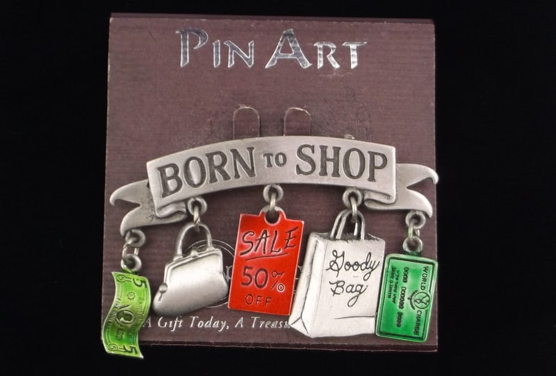 New Vint JJ Jonette Jewelry Born To Shop Sway Brooch: new condition