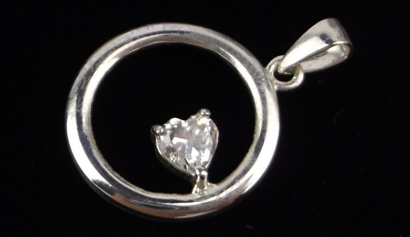 Stunning Sterling Silver CZ Heart Pendant (1 of 2)