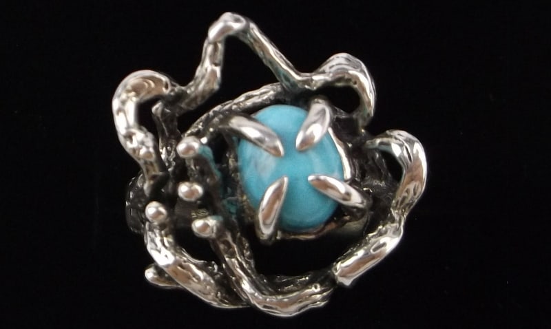 New 1950s Big Thick Navajo Sterling Bisbee Turquoise Ring 6.25: u This is an original NEW OLD STOCK 1950s Handmade Navajo Very Thick, big and heavy Sterling Silver Ring With the Titled Turquoise Type Listed in new never worn condition. Rings of this size, thicknes