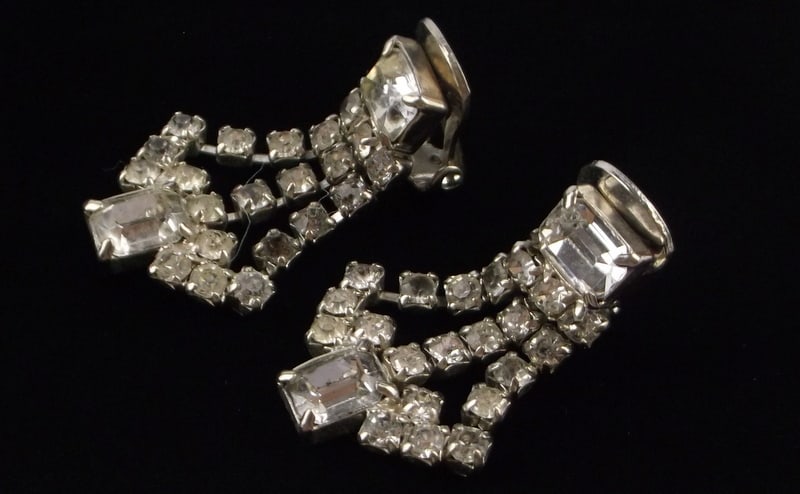 Stunning Vintage 1950s Rhinestone Drop Earrings: excellent condition