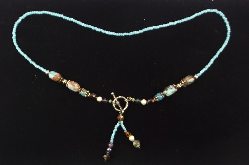 New Vintage Sterling Silver Turquoise Pearl Necklace 22" (1 of 4)