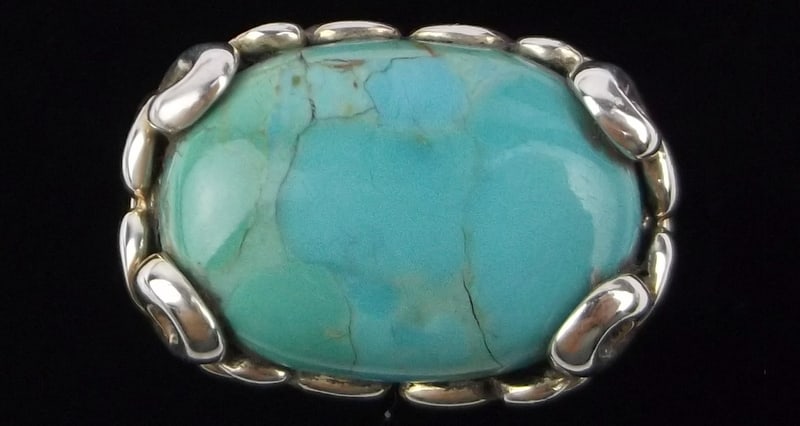 Big Mint Vintage Designer Sterling Silver Turquoise Ring 9.25 (1 of 3)