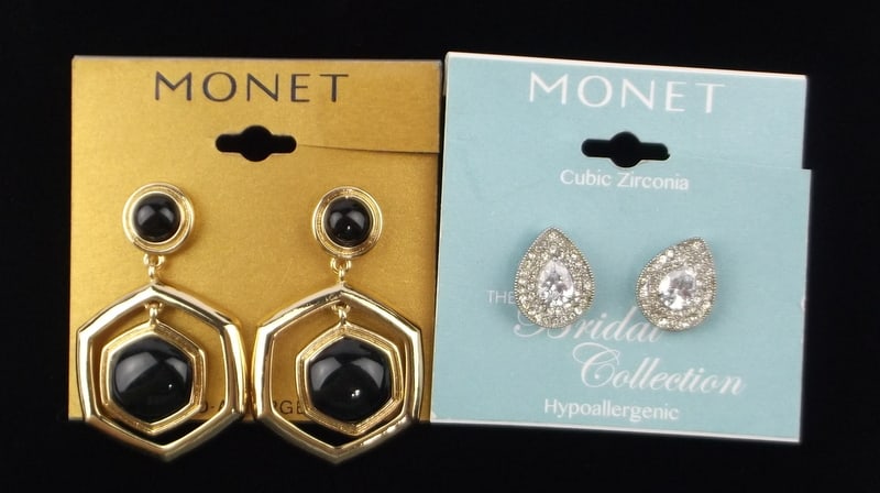 2 New Monet Drop and Rhinestone Earrings Sets Lot: new condition