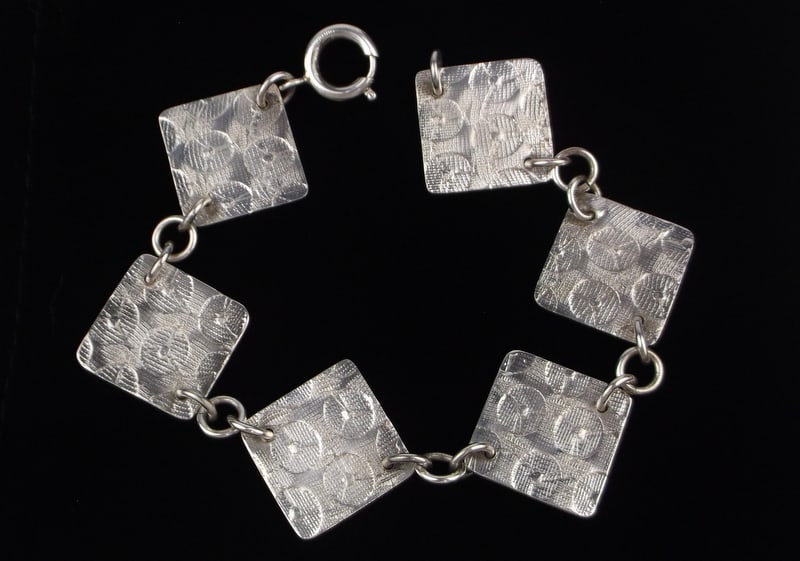 Mint Heavy Vint 1960s MOD Sterling Silver Block Bracelet 8.5": Guaranteed Solid 925 Sterling Silver, in Excellent Condition