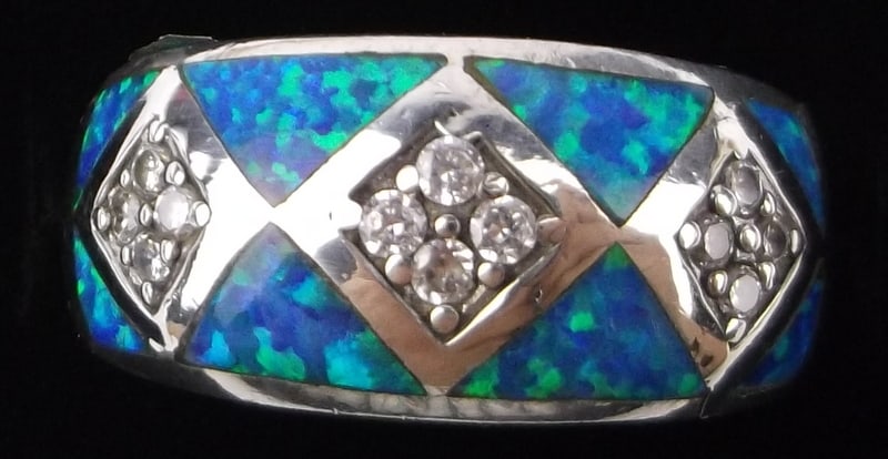 Stunning Vint Thick Designer Sterling Silver Fire Opal Ring 8 (1 of 2)