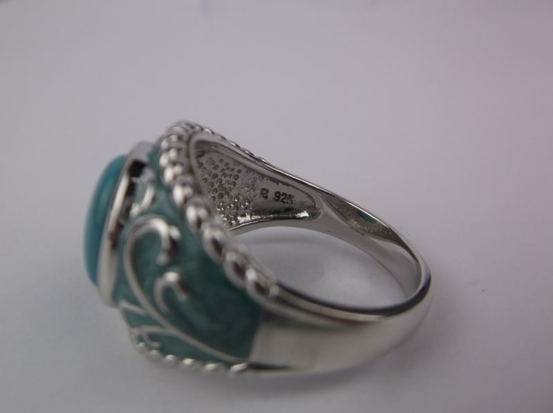 Big Mint Thick Designer Sterling Silver Turquoise Ring 11 - 2