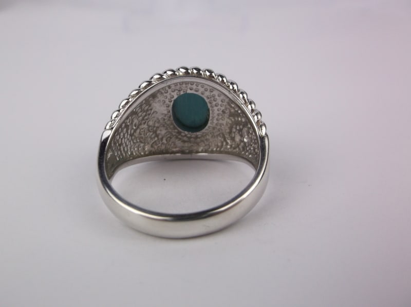 Big Mint Thick Designer Sterling Silver Turquoise Ring 11 - 3