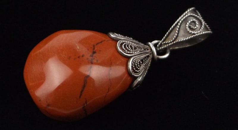 New Big Vint Designer Sterling Silver Red Jasper Nugget Pendant: Solid Sterling Silver Guaranteed, in Brand New Never Worn Condition.