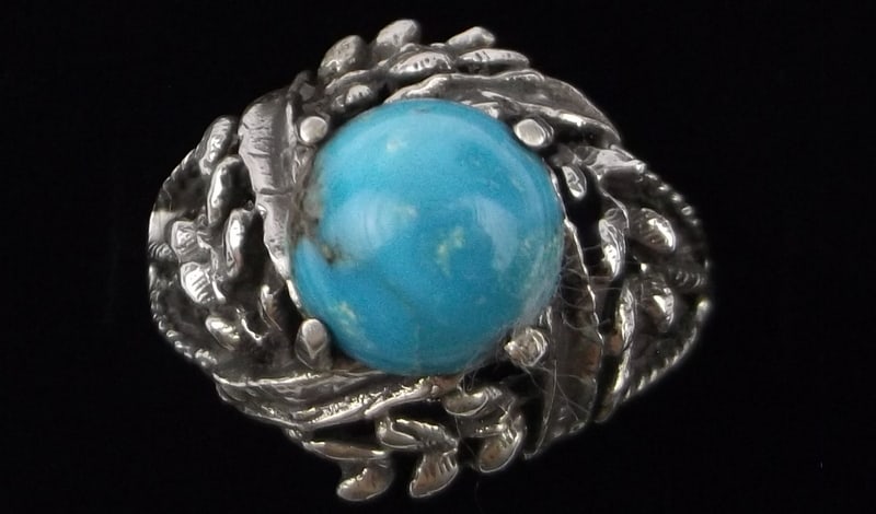 New 1950s Big Thick Navajo Sterling Bisbee Turquoise Ring 6.25: u This is an original NEW OLD STOCK 1950s Handmade Navajo Very Thick, big and heavy Sterling Silver Ring With the Titled Turquoise Type Listed in new never worn condition. Rings of this size, thicknes