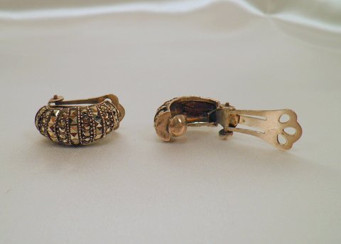 Beautiful Sterling Silver & Marcasite Clip On Earrings: Stamped .925 - Nice Estate Find