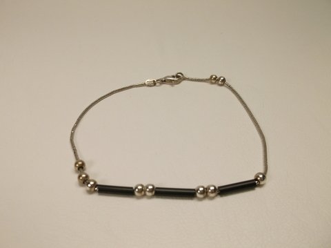 Nice Sterling Silver Onyx Anklet: Jewelry